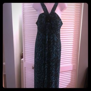 Long green and black maxi dress